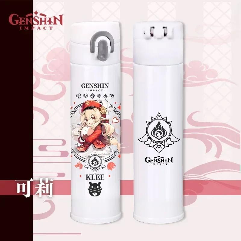 Genshin Thermos Cup Bottles Zhongli Beelzebul Genshin Impact Insulated Bottles Anime Coffee Water Cup Mug Vacuum Thermos Flask