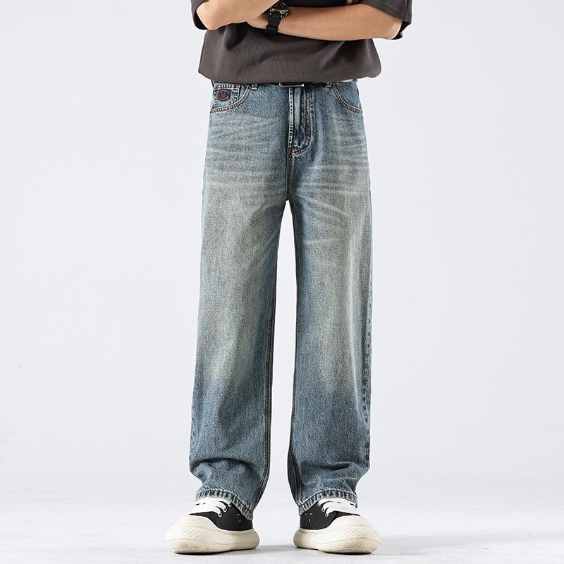 

Новые весенне-летние американские ретро свободные прямые джинсы удобный городской стиль мужские 40 синий