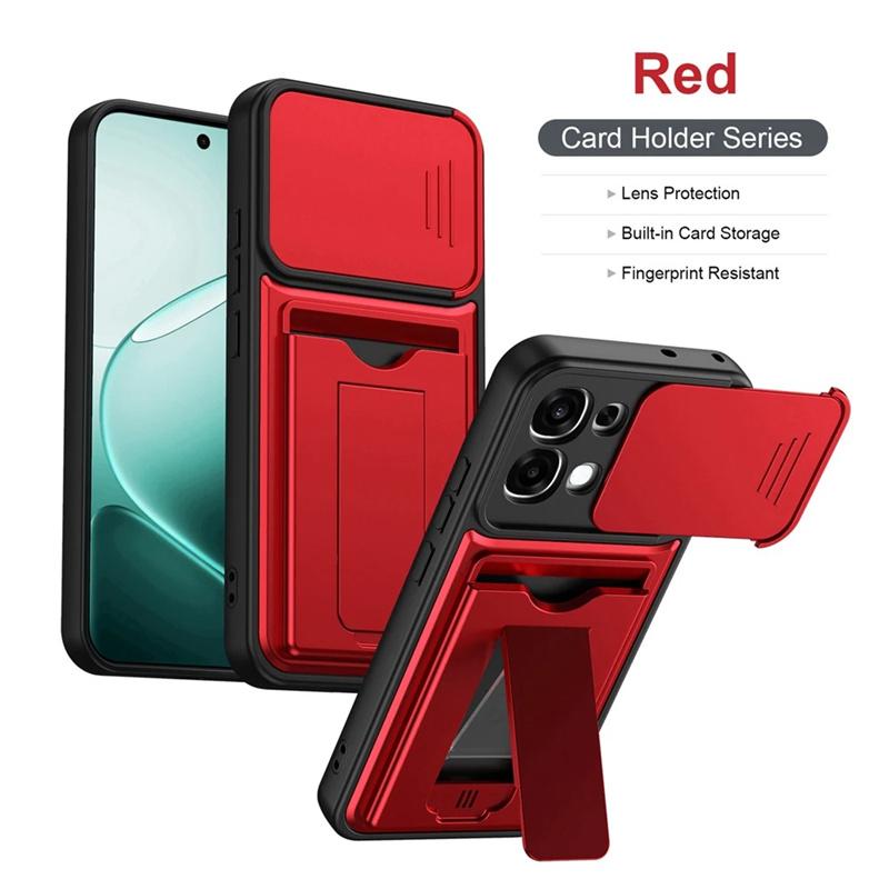 For OPPO A6 Pro A6X Case multi-layer structure, shockproof cover with bracket, card slot, lens protection