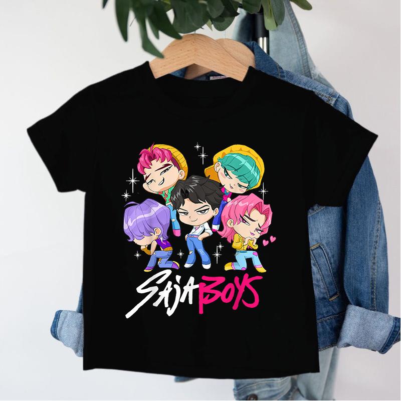 Neu 2026 KPop Dämonenjäger Saja Boys Cartoon Jungen T-Shirt Rundhals Print Mode Lässiges Top Kinder T-Shirt Kinderkleidung