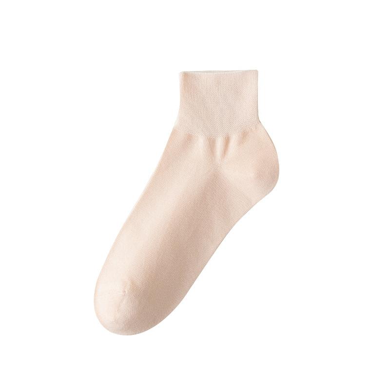 Women's Spring and Summer Thin Pure Color All Go Boneless Simple Loose Mouth In The Tube Socks