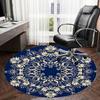 1pc Blue and Gold Floral Mandala Pattern Round carpet, Made of Polyester,Perfect for Decorating Office Chairs, Living Rooms,Vibrant Decorative Rug