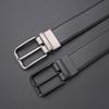 Extra Long Men's Reversible Leather Belt with Rotatable Pin Buckle