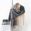 High-end Scarf, Versatile for Men and Women, Thickened Autumn and Winter New Plaid Splicing Warm Scarf Imitation Cashmere Couple