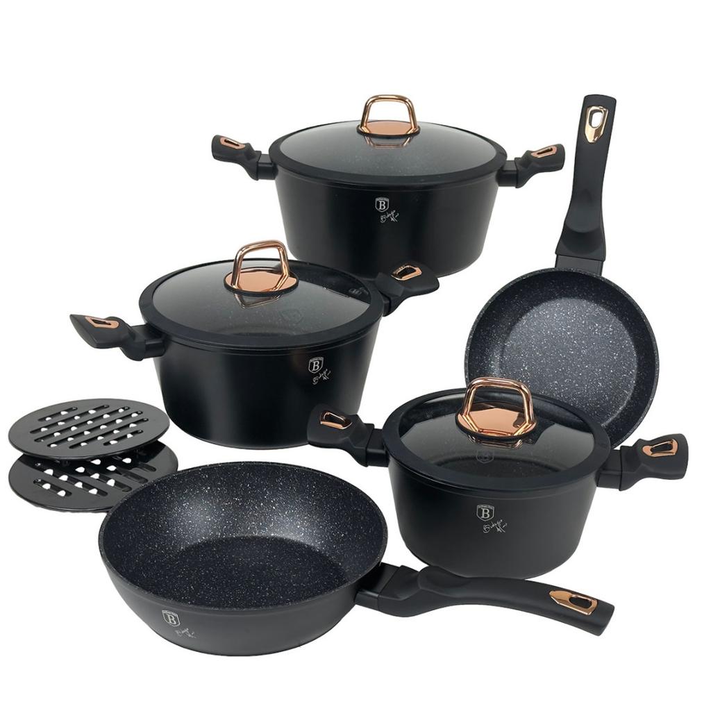 10-piece granite pot set BERLINGER HAUS BLACK ROSE BH-1645