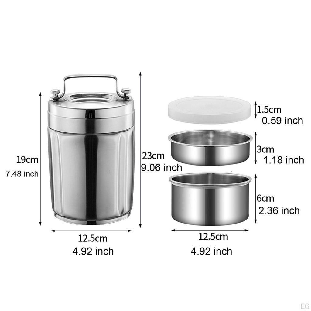 Lunchlåda i rostfritt stål Vuxna 1,9L Stor kapacitet Isolerad väska Behållare