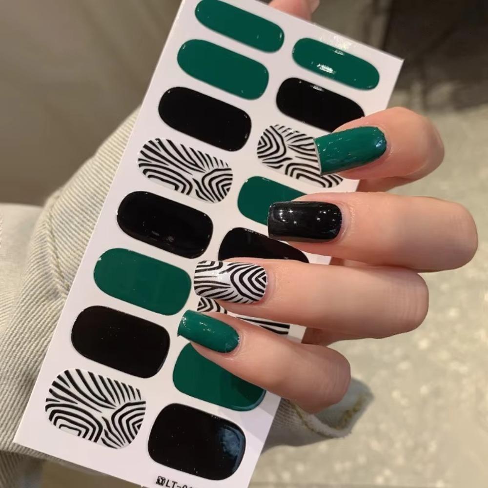 

Полуотвержденные наклейки для ногтей 32 полоски Гелевые наклейки для ногтей Осенние наклейки для ногтей DIY Создание нейл-арта 18