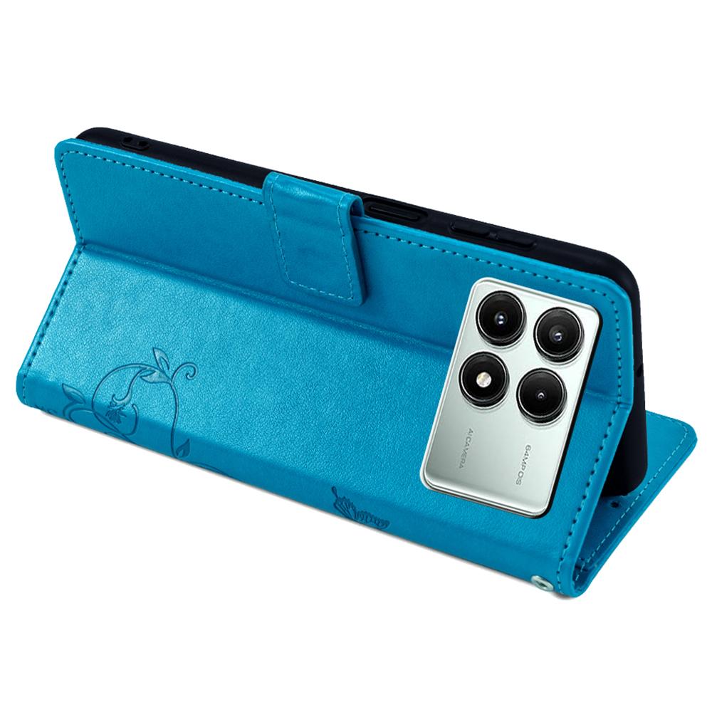 Für Xiaomi Redmi K70E 5G/Poco X6 Pro 5G Hülle Schmetterling Blume PU Leder Handtasche Handyhülle