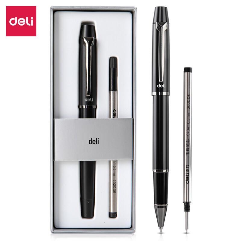 Deli S153 Metal Rollerball Pen with Refill, 0.5mm Black