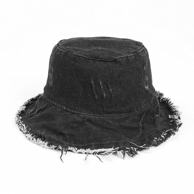 Klobouk Bucket Hat - Lehký, S patinou, S roztřepeným lemem, Neformální sluneční klobouk rybářského typu pro ženy a dívky - Modrá džínovina praná, Ideální pro venkovní aktivity