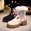 Women's Winter Warm Platform Snow Boots Slip On Low Chunky Block Heel Ankle Booties With Faux Fur Lined Side Zipper Walking Short Boot Shoes for Women