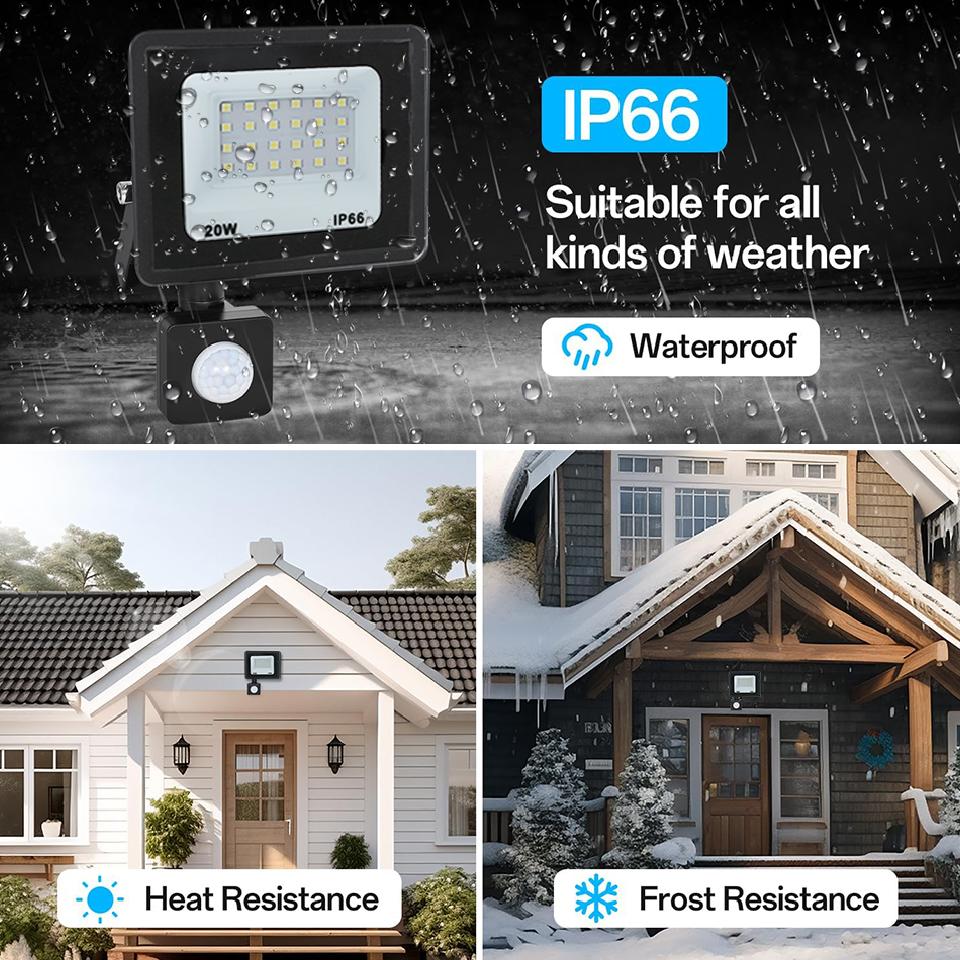 LED Floodlight Motion Sensor AC220V AC110V 10W-300W Waterproof Outdoor Projector Exterior Spotlight Outdoor lamp  Wall Reflector