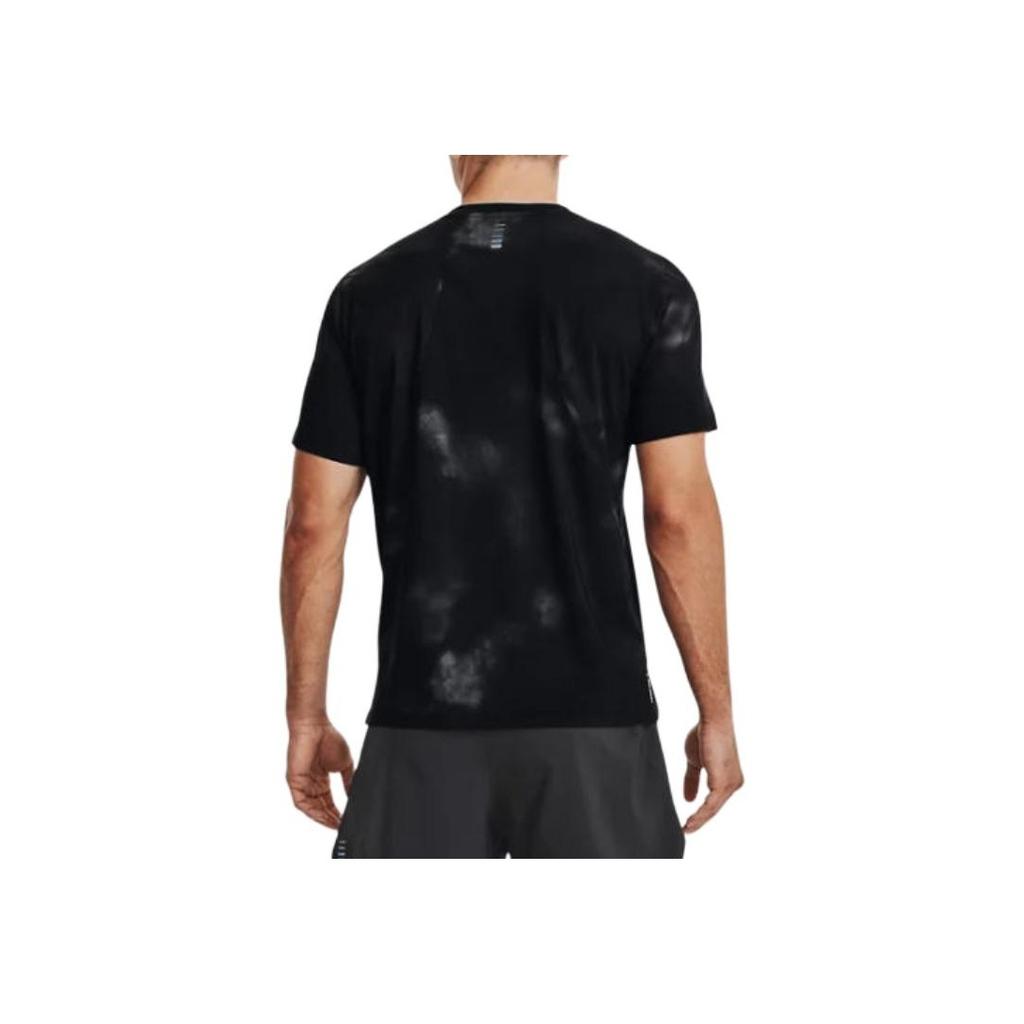 Under Armour Logo Print Crew Neck Tie-Dye T-Shirt Men Tops Black 1372293-001