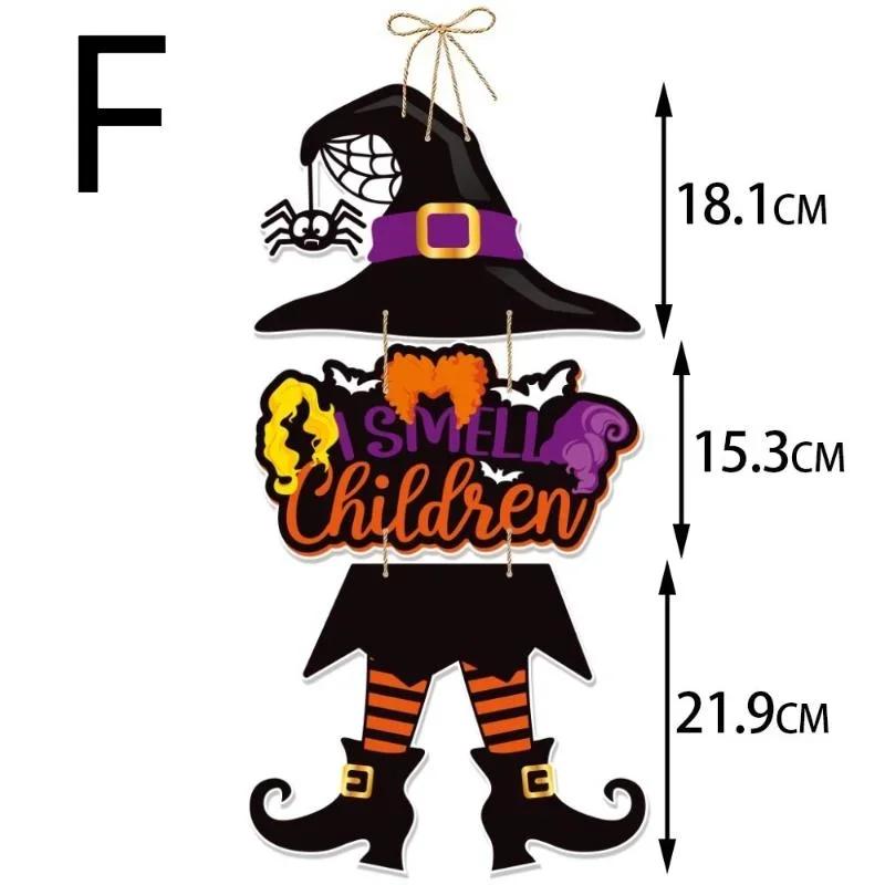 New Halloween Pumpkin Hanging Sign Spooky Witch Bat Trick or Treat Banners Front Door Decor Party Decorations