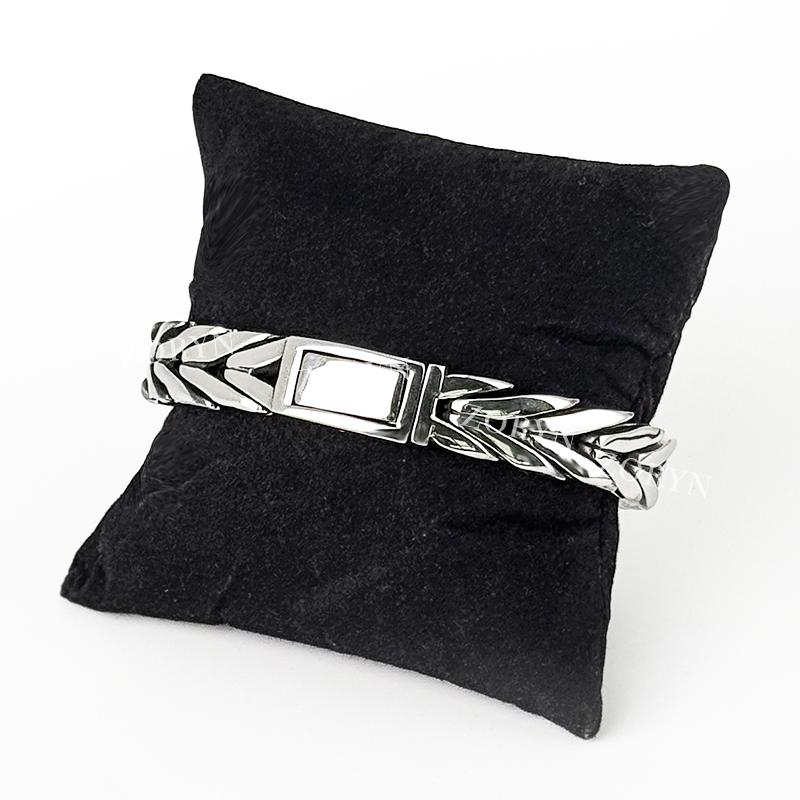 Mens Stainless Steel Cuban Link Bracelet Heavy Duty Black Oxidized Retro Gothic Punk Biker Style Jewelry Adjustable for Men