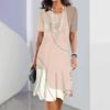 New Geometric Curve Graphic Print Women's Dresses Elegant Loose Short Sleeve O-Neck Summer Dresses Female Fashion Sundress