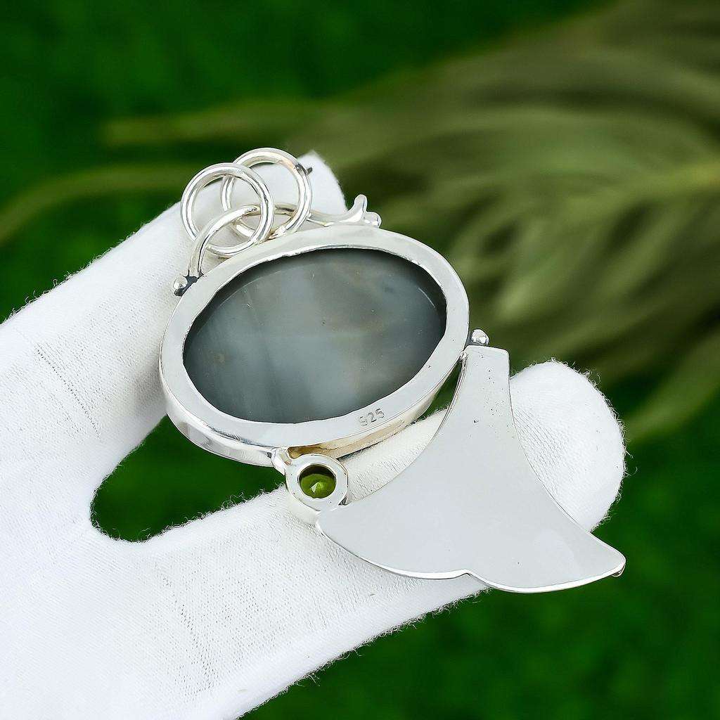 Natural Polychrome Jasper Peridot Ethnic Artisan Wife Pendant Jewelry 925 Silver