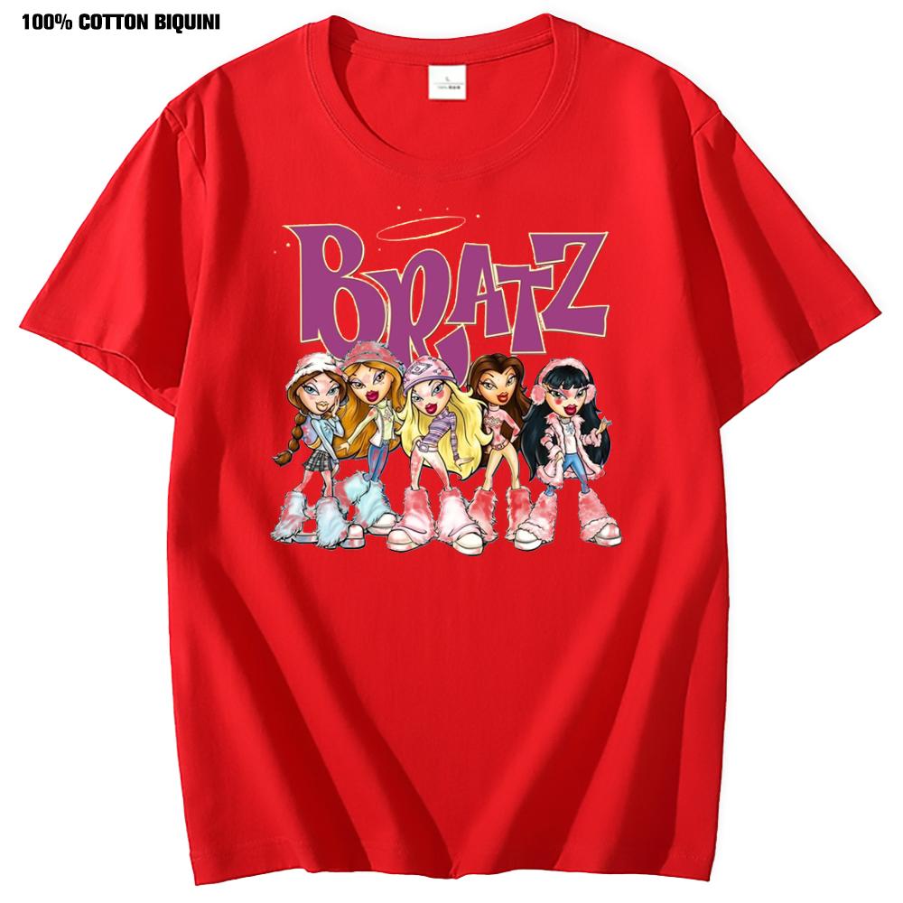 Dámské tričko Bratz s krátkým rukávem, nadměrné, ležérní tričko, Harajuku trička, oblečení pro muže, grafické topy, roztomilé letní oblečení
