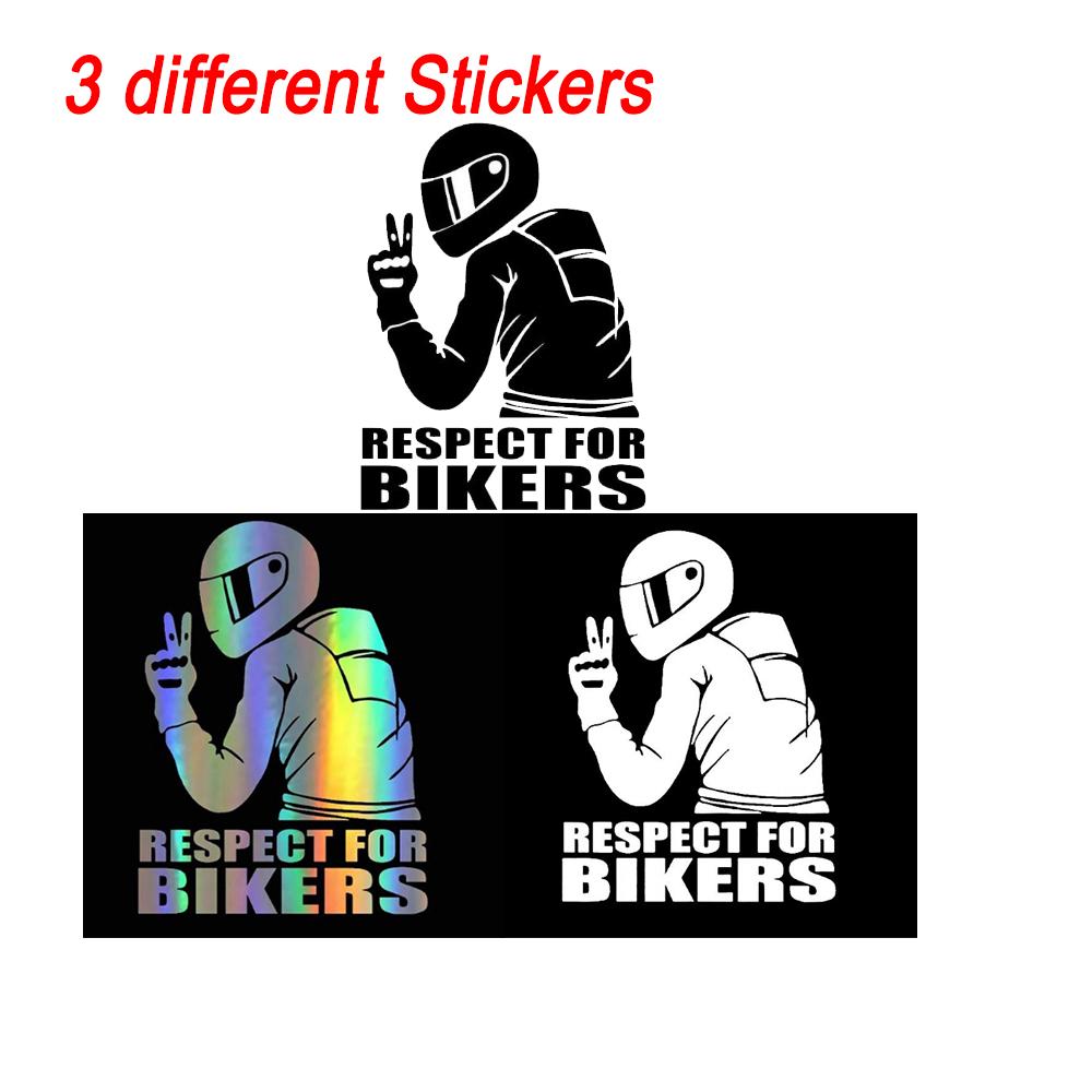 3pcs Motorcycle Stickers RESPECT FOR BIKERS Car Motorcycle Rider Shape Auto Body Styling Car Decoration Stickers For Windshield