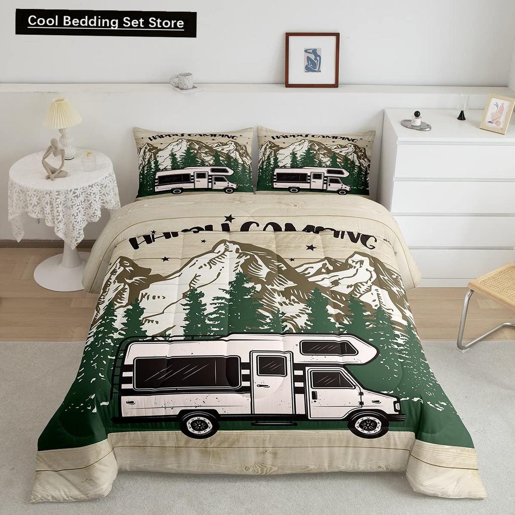 Camping Äventyr Kung Drottning Påslakan Utrustning Yxa Stock Sängkläder Set Lägereld Spade Täcköverdrag Polyester Täckeöverdrag