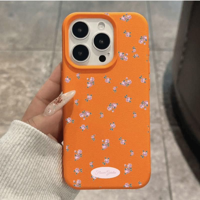 Apple 16 Pro Max/iPhone 15/14 Plus Floral Leather Texture Soft Protective Case