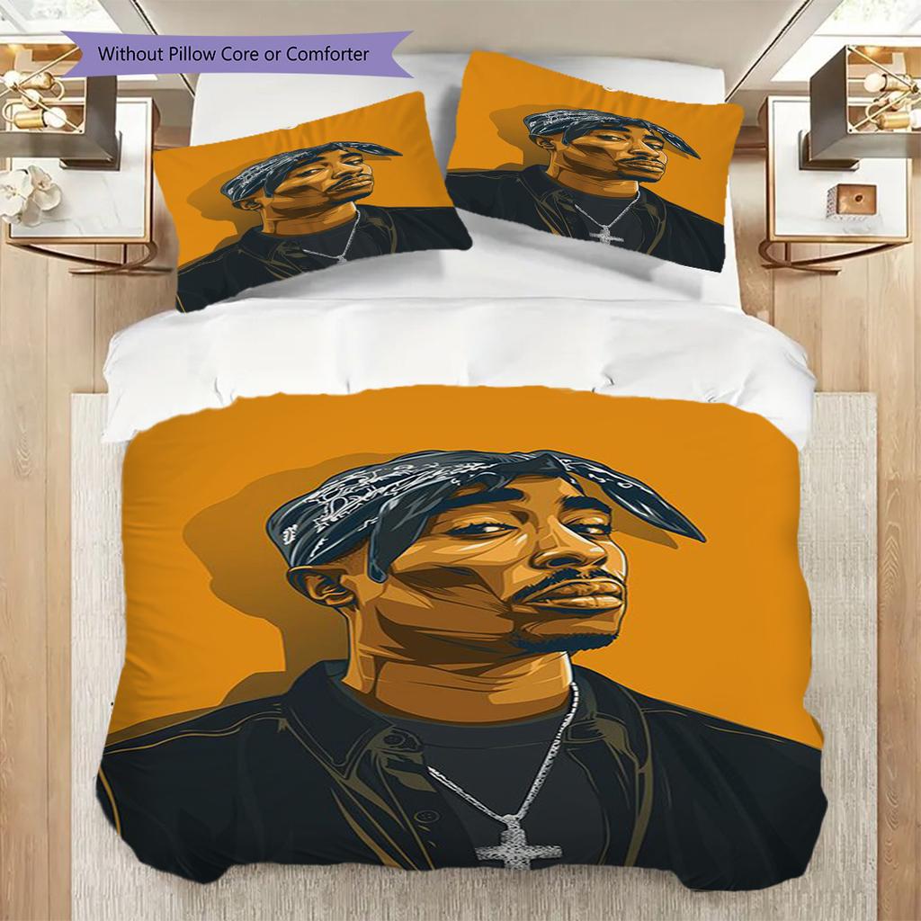 Rap Legends Street Art Tribute Threepiece Set 1 Duvet Cover 2 Pillowcase Without Core Soft And Comfortable Duvet Cover And Pillowcase