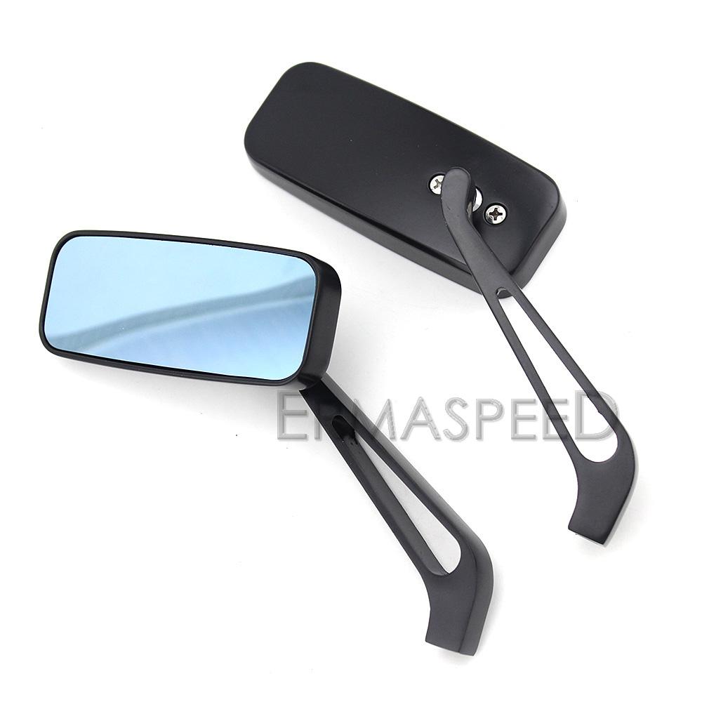 Aluminum Motorcycle Rear View Mirrors Anti-glare Blue Lens Square Convex Side Mirror for Motorcycle Street Bike