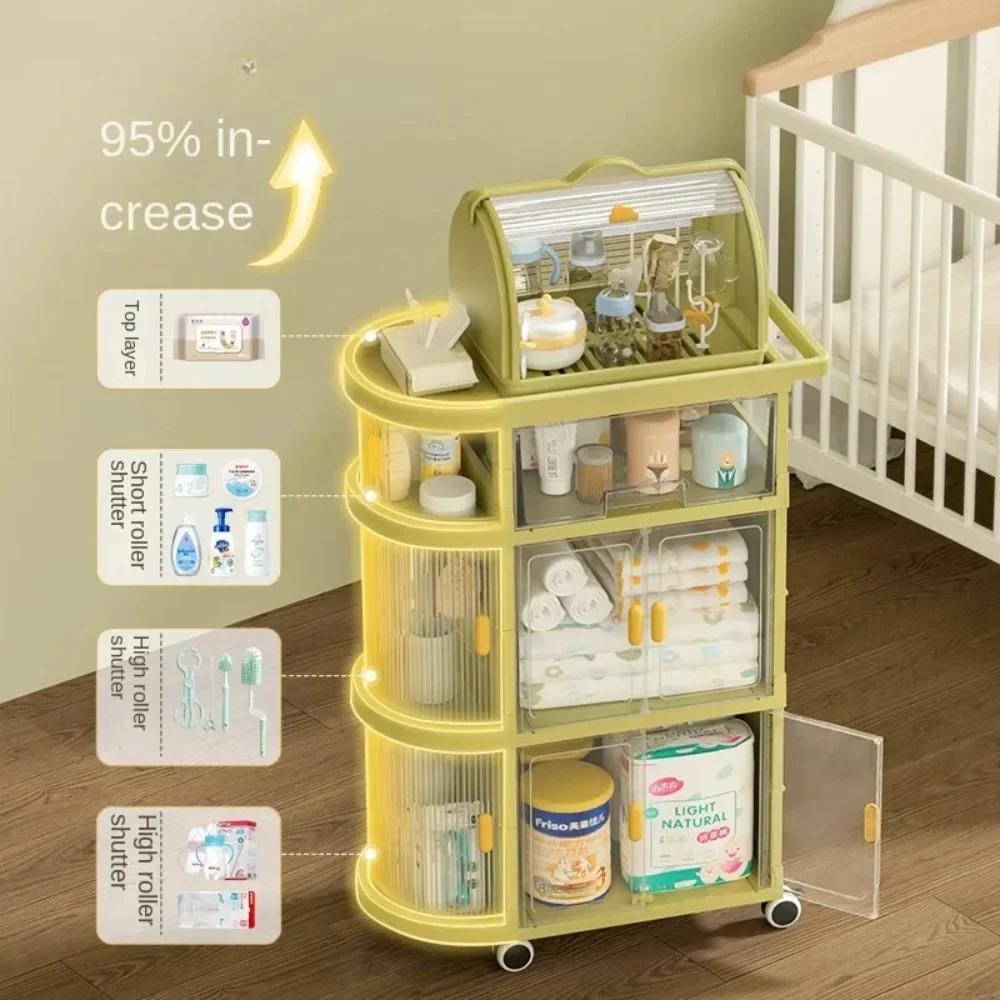 Folding Storage Rack Trolley Baby Product Storage Cart Simplicity Portability Trolley and Snack Toys Sundries Organizer Shelving