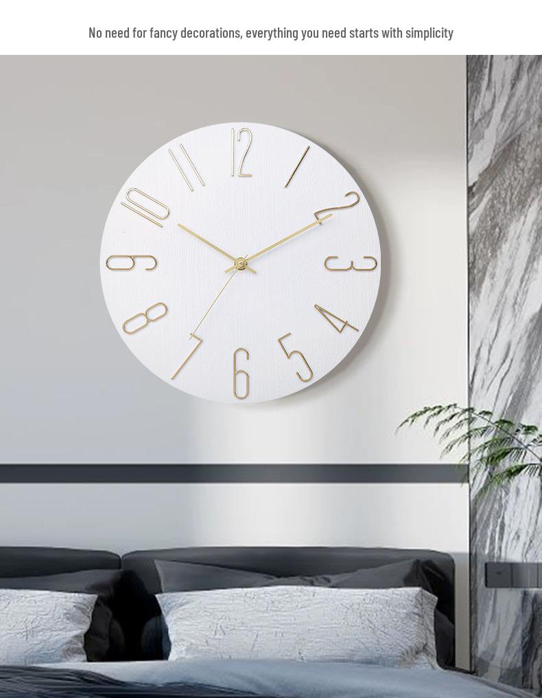 Customizable Silent Quartz Wood Grain Wall Clock with Pantone Colors for Living Room