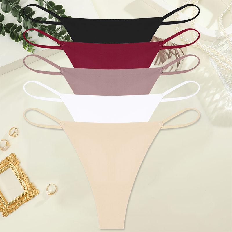 5Pcs/Set Sexy Minimalist Thong Underwear for Women Low Rise Thin Strap Seamless Soft Comfortable Briefs
