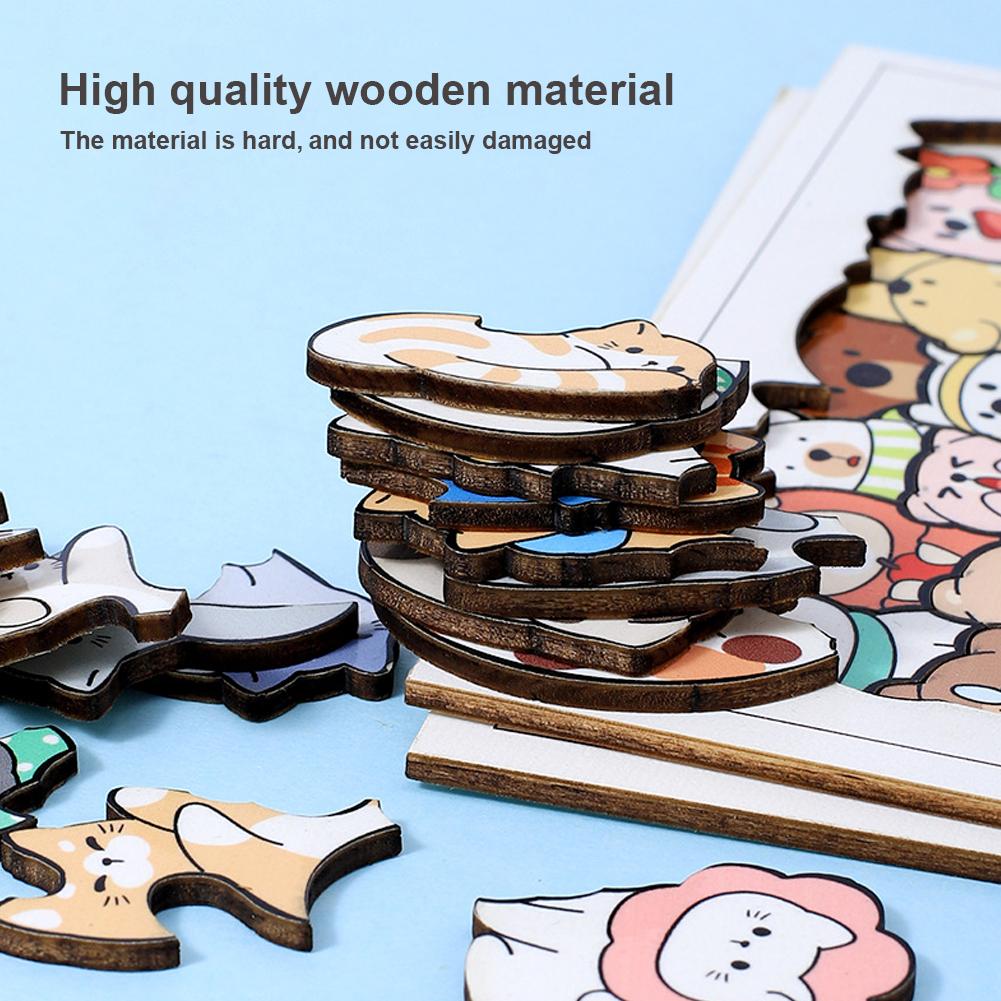50pcs Wooden Cat Puzzles Animal Wooden Puzzle Stacking Toys Educational Puzzle For Kid Boys Girls Gifts Decoration Painting