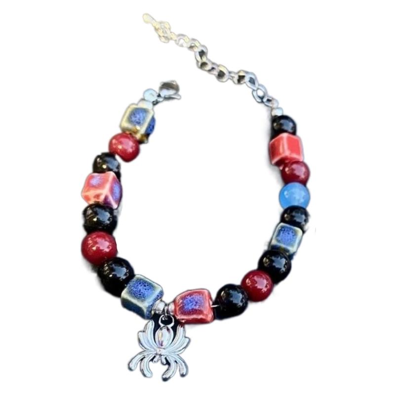 Halloween Spiders Charm Bracelets Couple Jewelry Fashioin Colorful Beaded Bracelet Simple Wristband Adjustable Bangle