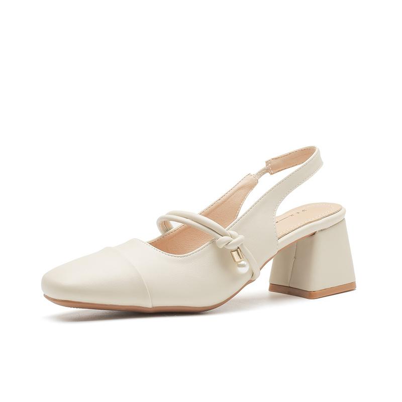 Mary Jane Sandals Women's Versatile Coarse Heel Single Shoes Leaky Heel with Women's Shoes Women's Shoes