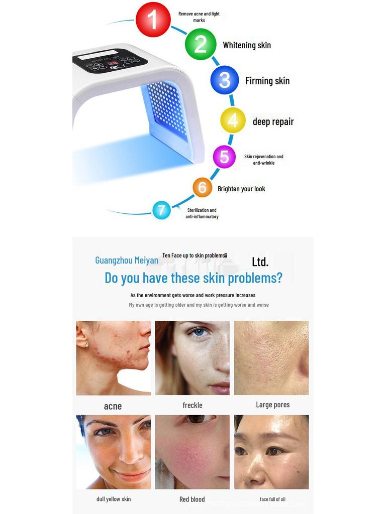 LED Folding Spectrometer Color Light Therapy Mask for Facial Rejuvenation