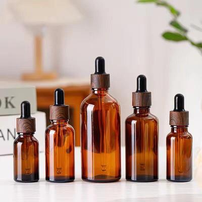 Essential Oil Bottle Drop Applicator Bottle Dark Wood Grain Circle Storage Bottle Essence Bottle Sample Bottle Travel Subpackaging Empty Bottles