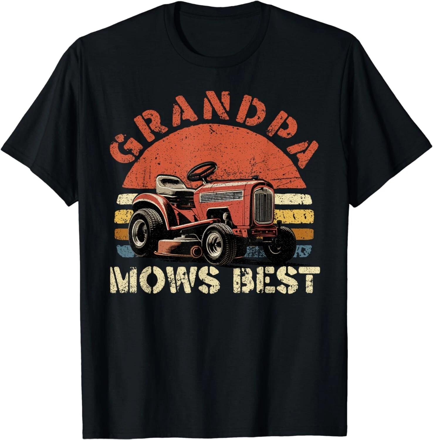 

Grandpa Mows Best Lawn Mowing Mower Gardening Landscaping Gift Unisex T-Shirt 4XL