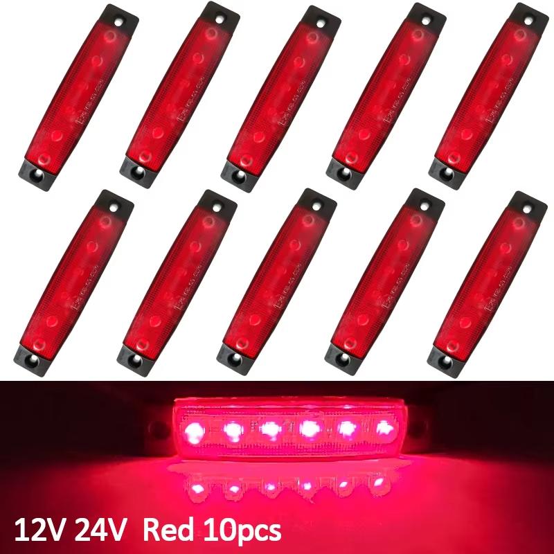 10PCS LED Marker Lamp Truck Side Lights 6LED Car Indicator Signal Lamp Front Rear Side Marker Lights for Trailer Light RV Bus