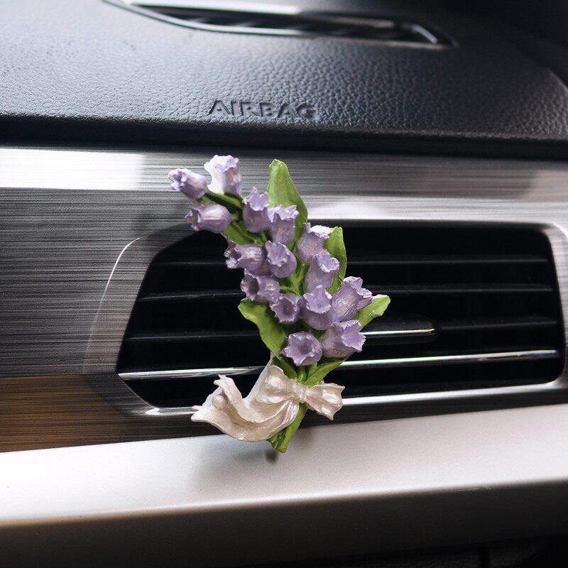 Air Outlet Flower Aromatherapy Car Decoration Gardenia Tulip Rose Peach Blossom Car Perfume Fragrant Stone Pendant