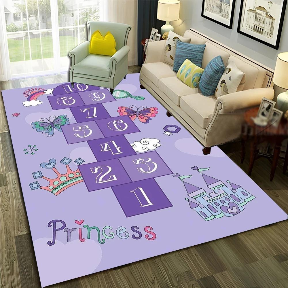 Hopscotch Child Digital Games Boy Girls Carpet Rug for Home Living Room Bedroom Sofa Doormat Decor,Non-slip Floor Mat