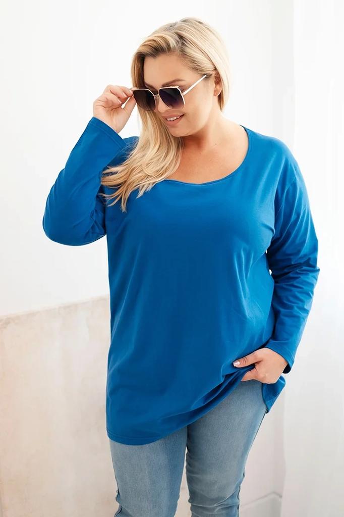 Bluzka Damska Plus Size Z Dekoltem W Łódkę Chabrowa 2Xl/3Xl