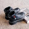 Children's Black Martin Boots - Boys' 2025 Autumn & Winter Non-slip Velvet Hiking Boots