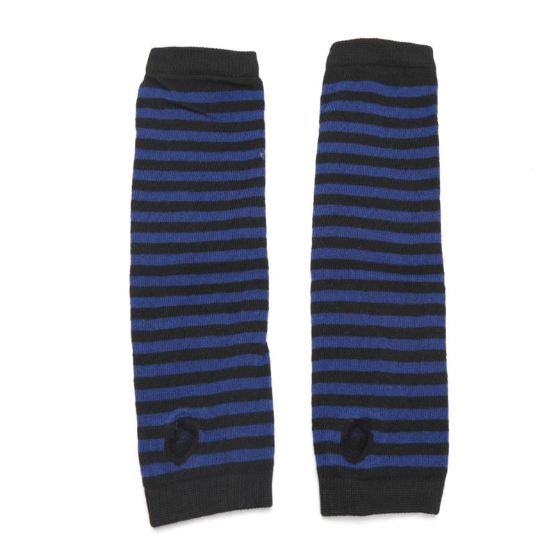 Punk Winter Warm Long Sleeves Gloves Goth Men Women Fingerless Stripe Hip-Hop Knitted Elbow Mittens Elastic Outdoor Warmer Arm