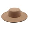 Elegant Wide Brim Felt Hat Hepburn Style Flat-top Cap Church Women Flatcap  Women
