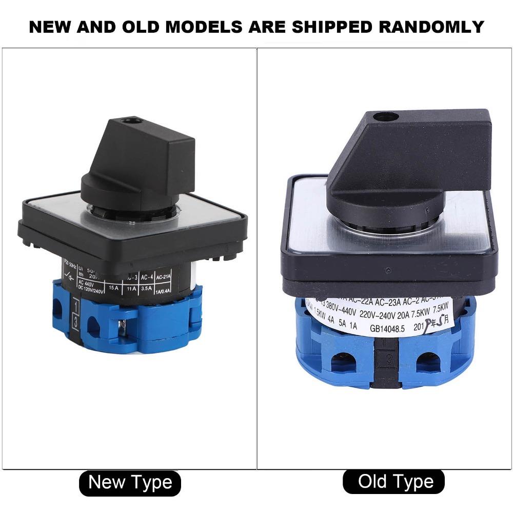 LW26-20 C02/1 Changeover Selector Control Switch 2Position 4 Terminals AC 690V 20A Rotary Cam Selector Black Blue Locking Type