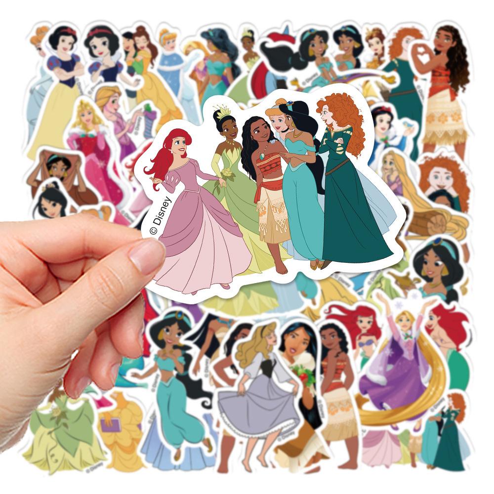 100pcs Mixed Princess Stickers Cute Rapunzel Belle Ariel Cartoon Decals DIY Scrapbook Luggage Kawaii Graffiti Sticker
