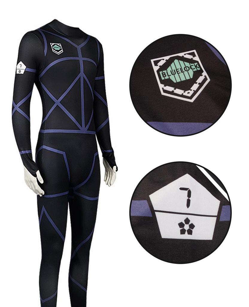 Blue Lock Cosplay Nagi Seishiro Cosplay Kostyme med Nagi Seishiro Fotballtrening Nagi Building Andre Drakt Nummer Blue Lock Rang 7 Seishiro Andre