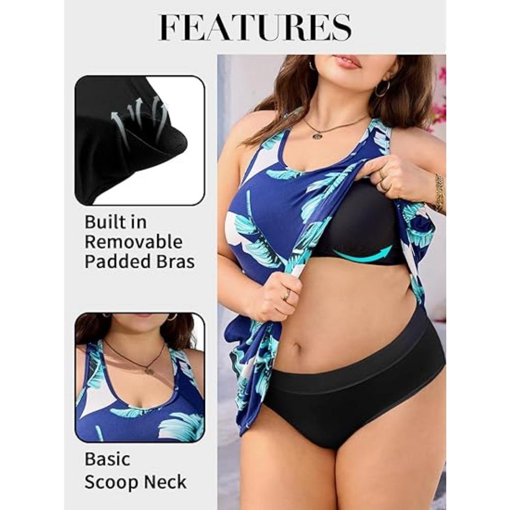 Charmleaks Plus Size Summer Dresses with Built In Bra Pockets Beach Sundress Casual Sleeveless Scoop Neck Tank Dress 1X-4X