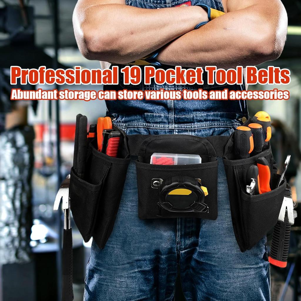 ASNOMY Heavy Duty Tool Belts for Men and Women,19 Pocket Carpenter Tool Belt with Quick Release Buckle,Adjustable Utility Framing Belt,Construction