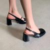 Sandalen Damen Sommer Neu Dicke Absätze Lackleder Mary Janes Partyschuhe Schnalle hinten Bequem und Elegant Damenschuhe