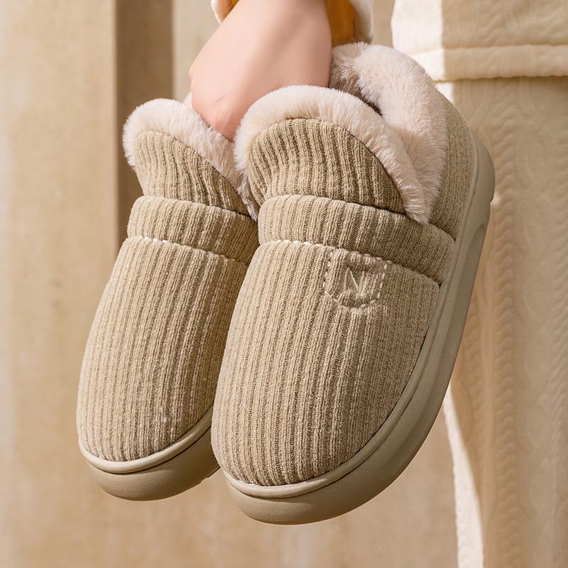 

Letuo Зимние женские и мужские пушистые нескользящие хлопковые тапочки с толстой подошвой для ношения в помещении и на улице 38-39 зелёный